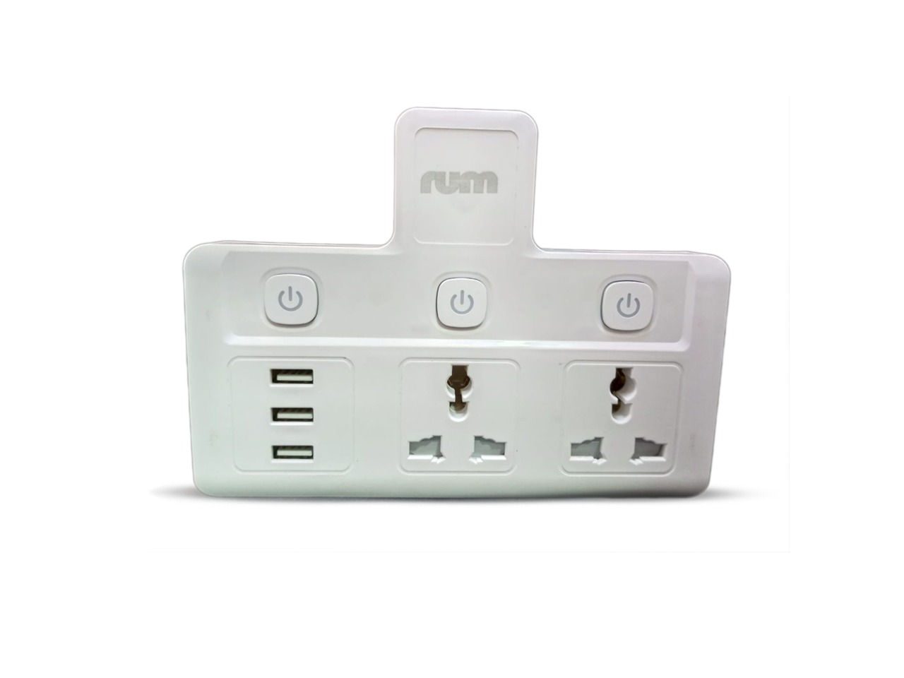 Rum وصلة كهرباء يونيفيرسال ثنائي مع 3 مداخل USB مع كبسة باور