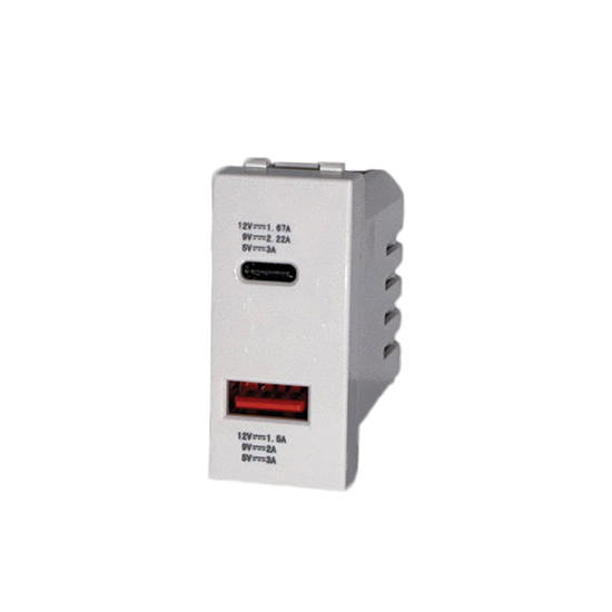 ابريز شاحن ابيض USB و Tayp C  3.A  QVQ