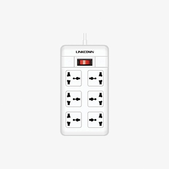 LINKCOMN وصلة كهرباء 4 مداخل 2 متر 2&times;0.75 ملم مع USB