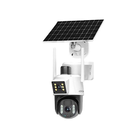 4G كاميرا خارجية بعدستين، تصوير ملون كامل بدقة 4 ميجابكسل، تعمل بالبطارية مع لوح طاقة شمسية، تدعم شريحة