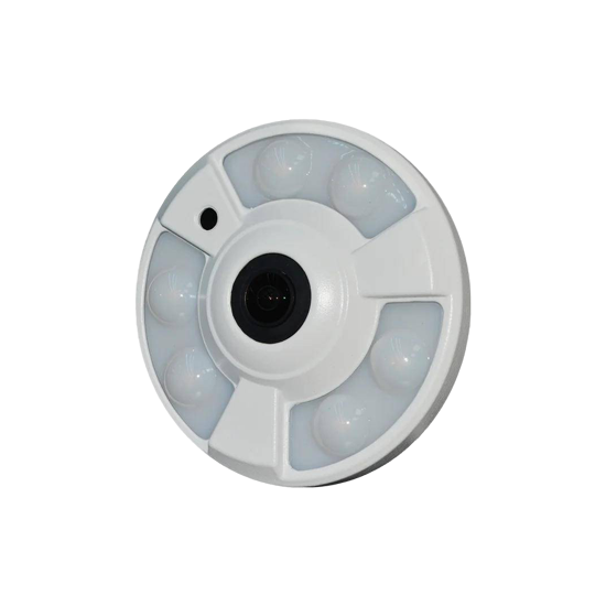 كاميرا داخلية IP مع POE بعدسة عين السمكة، تغطية واسعة، تصوير ملون كامل بدقة 5 ميجابكسل.
