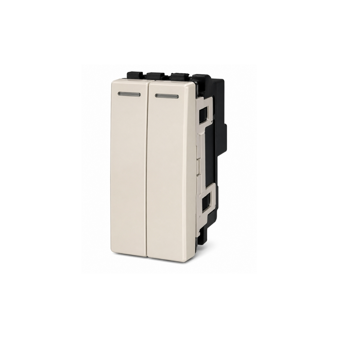 2 Gang Beige thin Rocker Switch QVQ