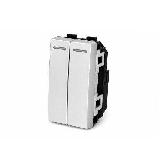 2 Gang White thin Rocker Switch
