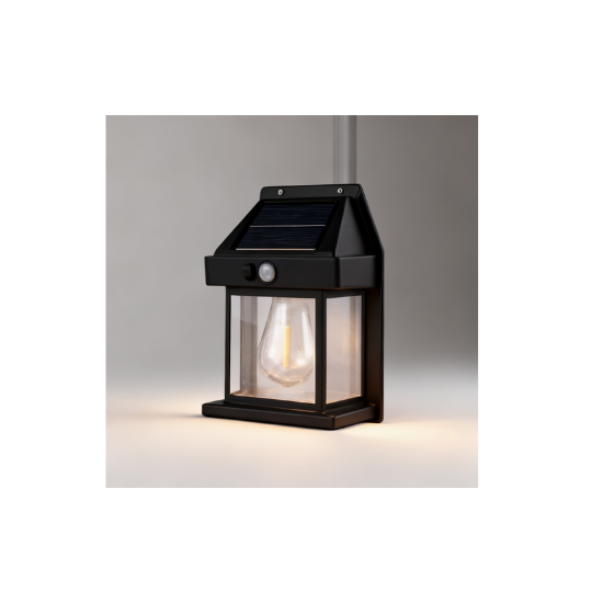 Black Solar Lantern With Motion Sensor Vetro VE-0069