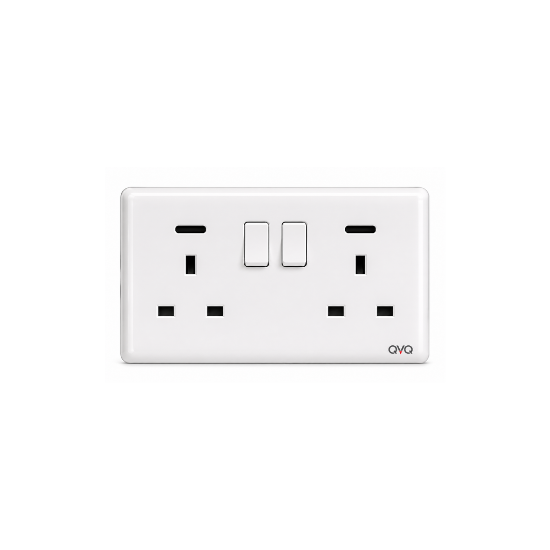 13A 2 Gang Switched Socket W/Neon