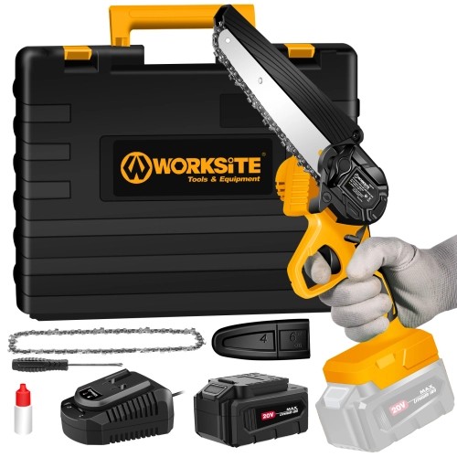 Worksite 20V Cordless Mini Chain Saw  with 2 Batteries CMCS103