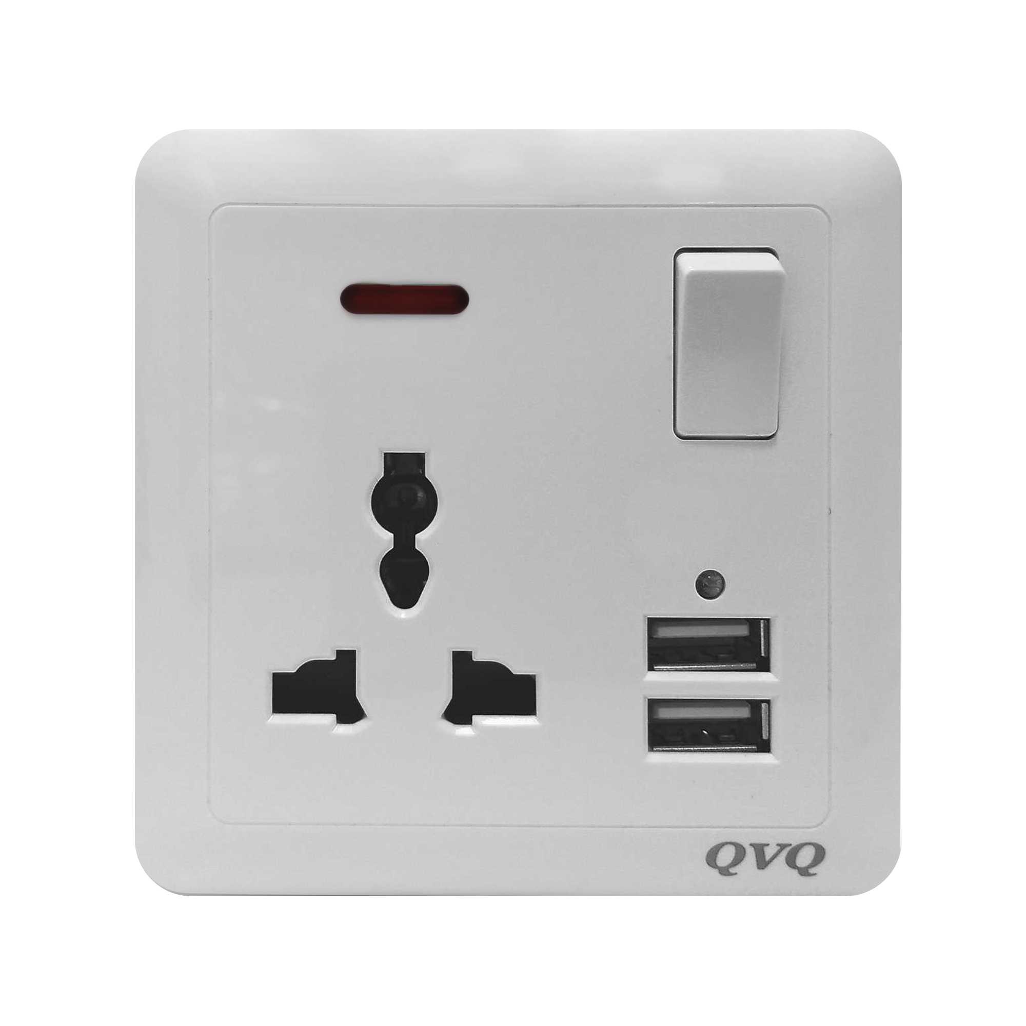 16A 1 Gang Universal Switched Socket W/Neon QVQ