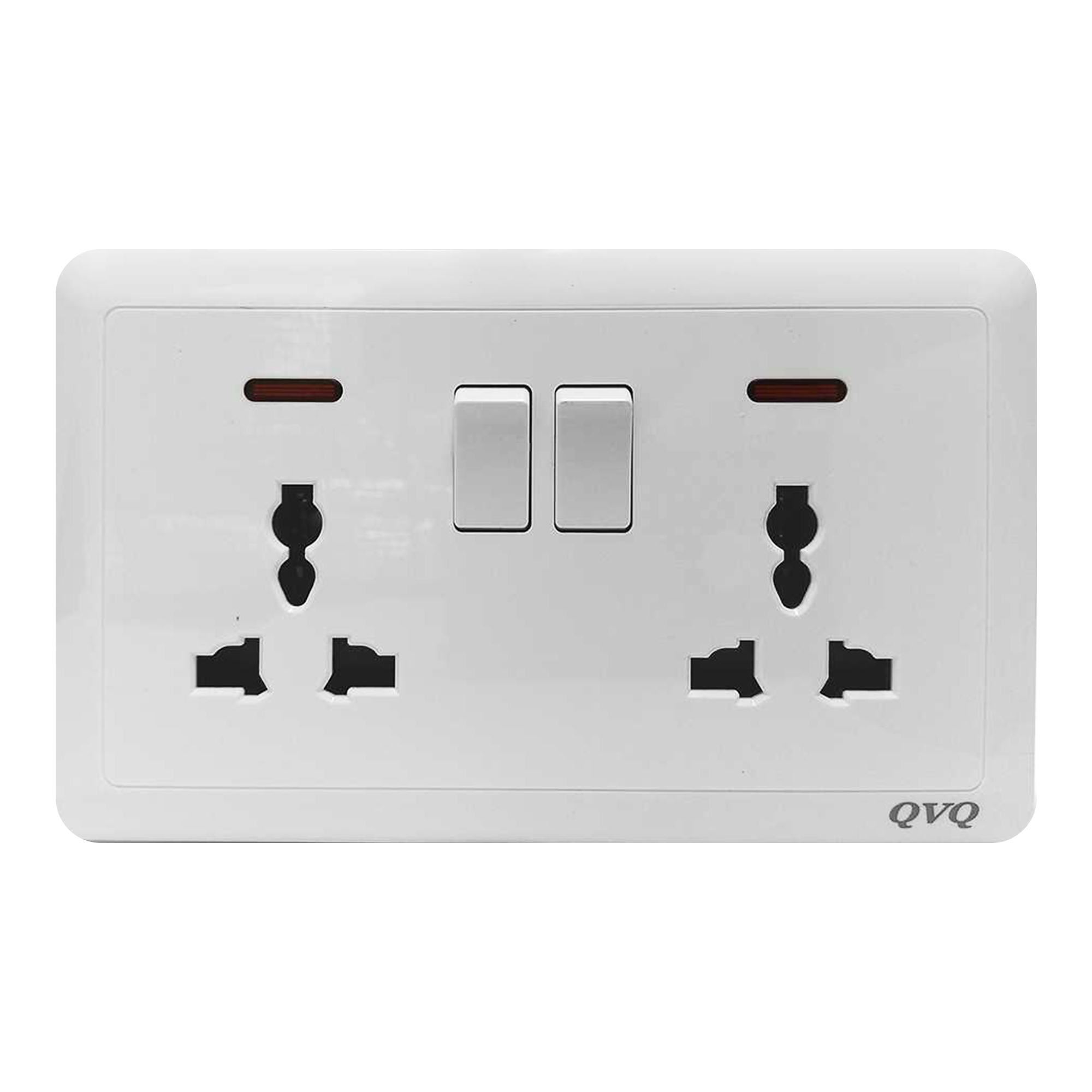 16A 2 Gang Switched Socket W/2USB Charger W/Neon QVQ