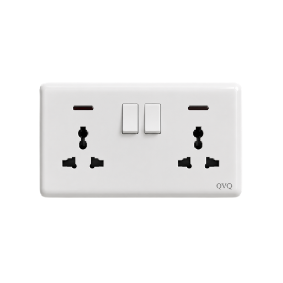 16A 2 Gang Universal Switched Socket W/Neon QVQ