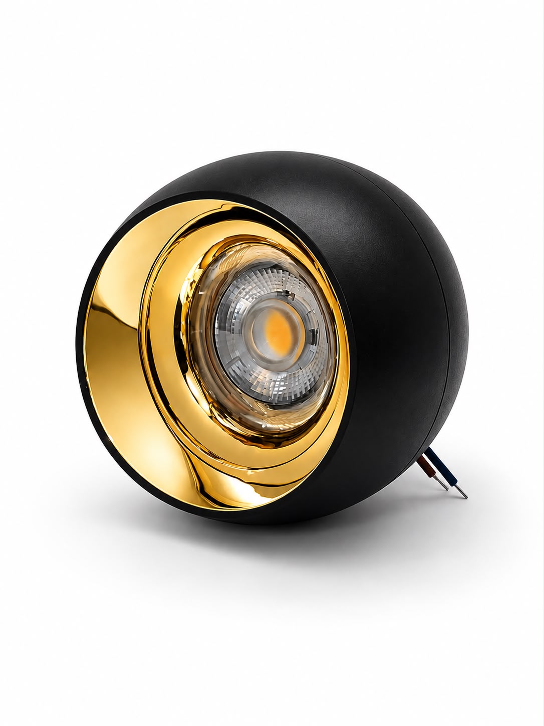 Vetro Decorative Spherical Surface Spotlight 12W Black & Gold Frame Warm White