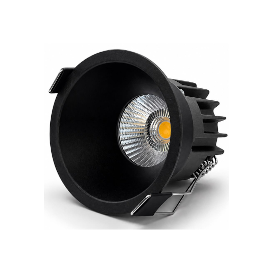 Vetro Trimless Recessed COB Downlight 12W Black Warm White